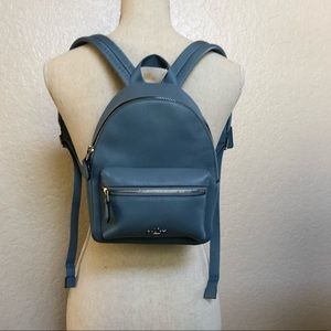 coach blue leather backpack